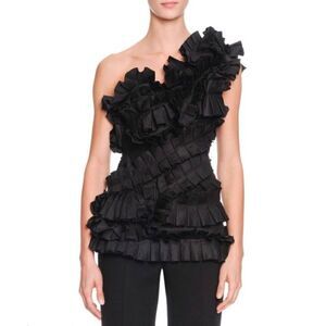 Bottega Veneta Pleated Ruffle One Shoulder Top size 38/us size 2